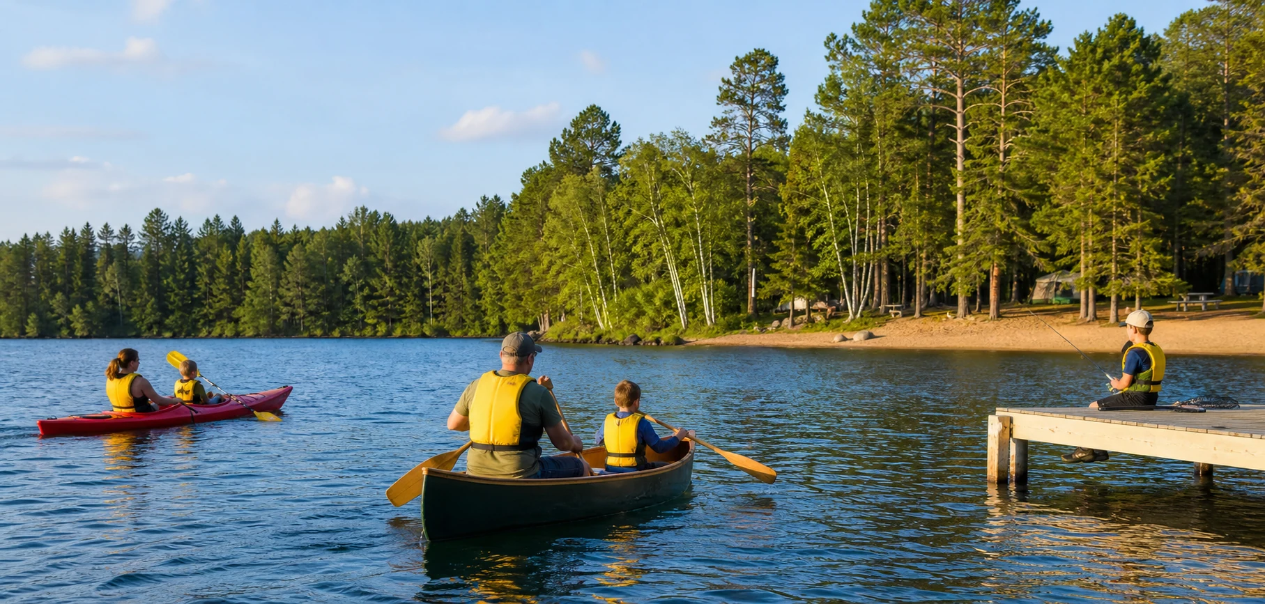 Kayak, kano, dan memancing di Trout Lake